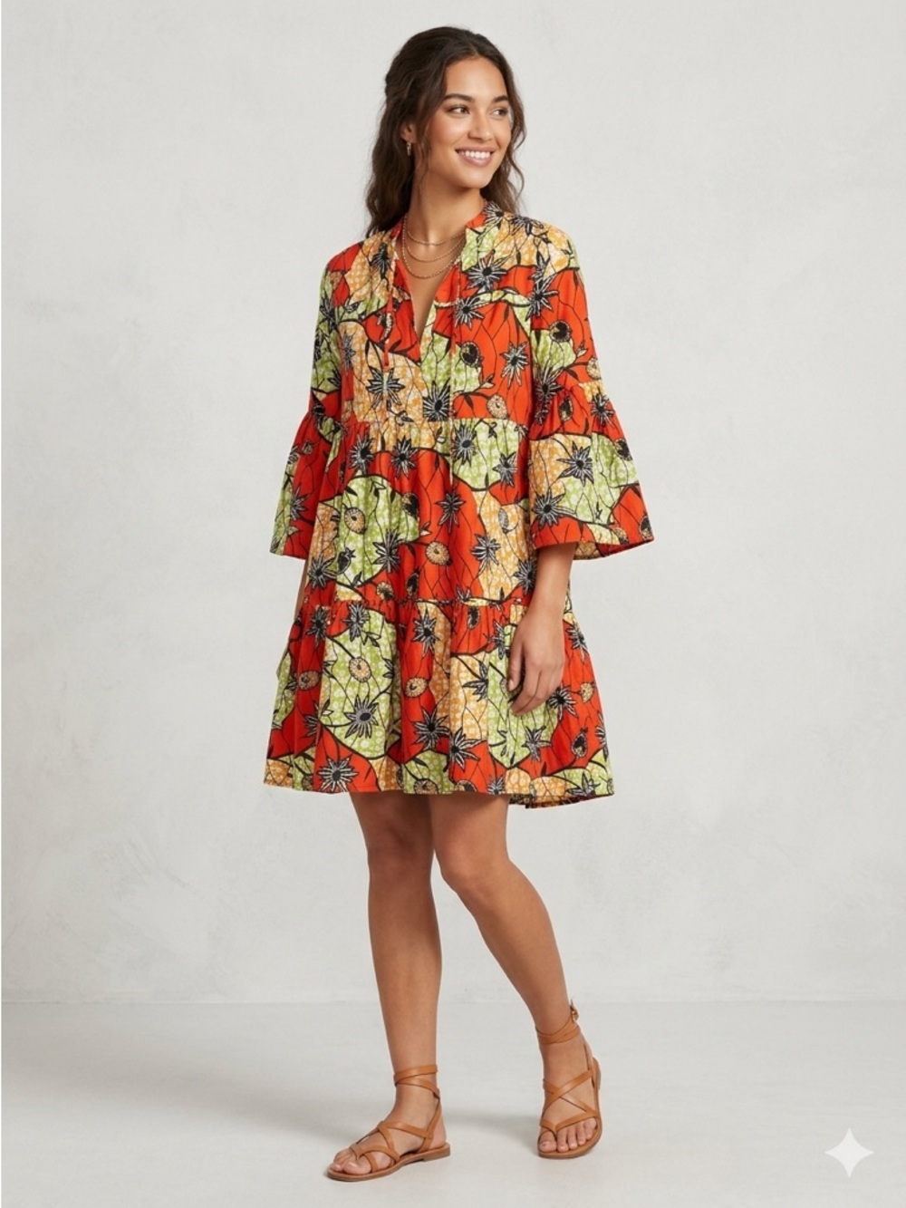 WARM NY Wax Poetic Tiered Garden Cotton Dress Size Small/Medium